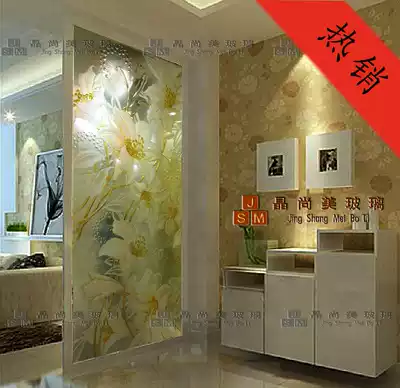 New lily flower deep carving art glass factory direct sales living room entrance shoe cabinet partition screen 100 years good