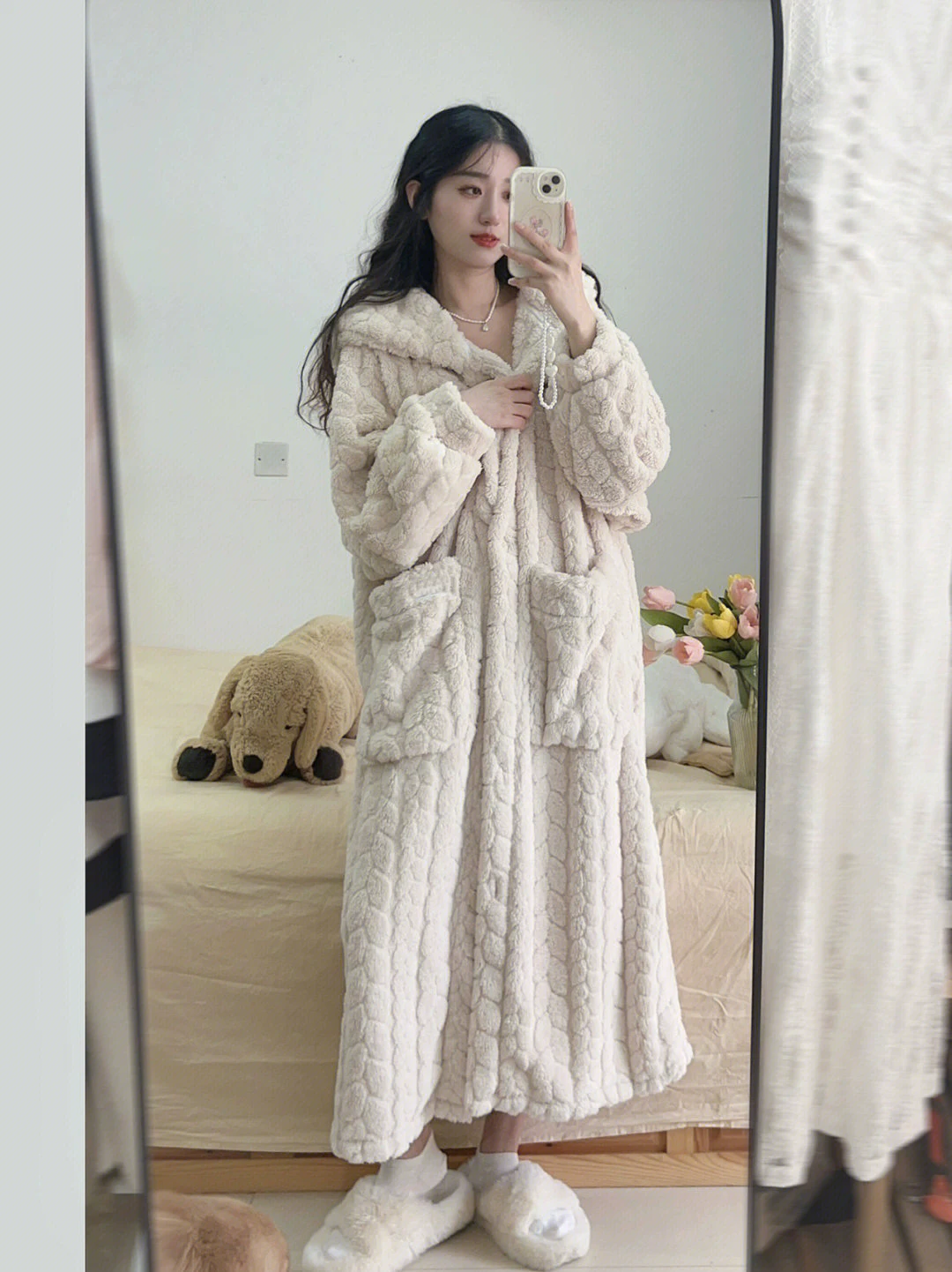 Королевский бархатный зимний пижамный комплект с капюшоном, тёплая Bathrobe, размер, 2026 год