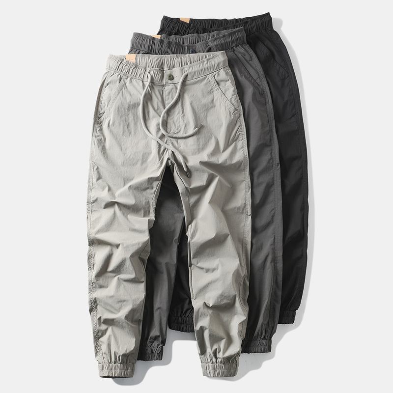 Summer Thin Casual Long Pants Loose Fit Sports Elastic Jogger Pants Men's Black Cargo Pants Quick-Drying Breathable Slim Fit