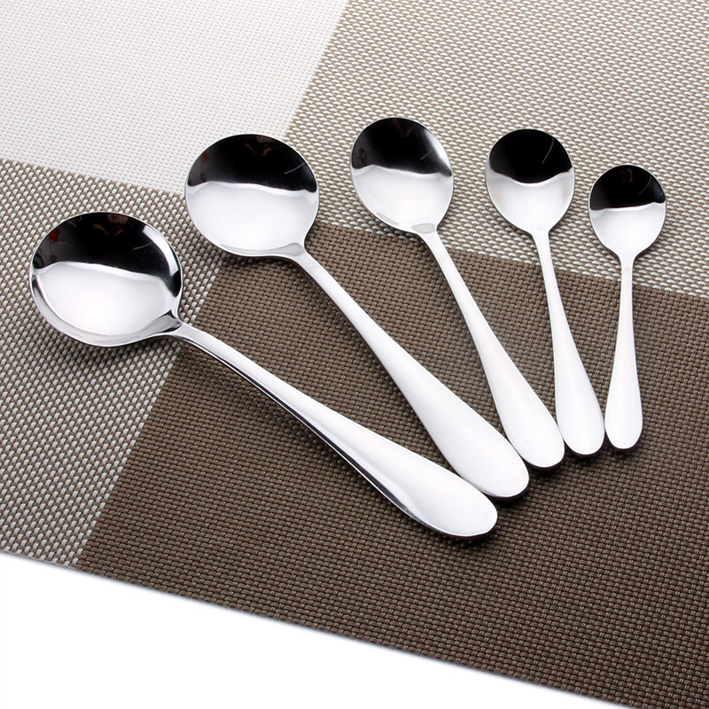 Round spoon Stainless steel tableware Coffee spoon Large round spoon Western spoon Dessert spoon Rice spoon spoon Main meal spoon spoon