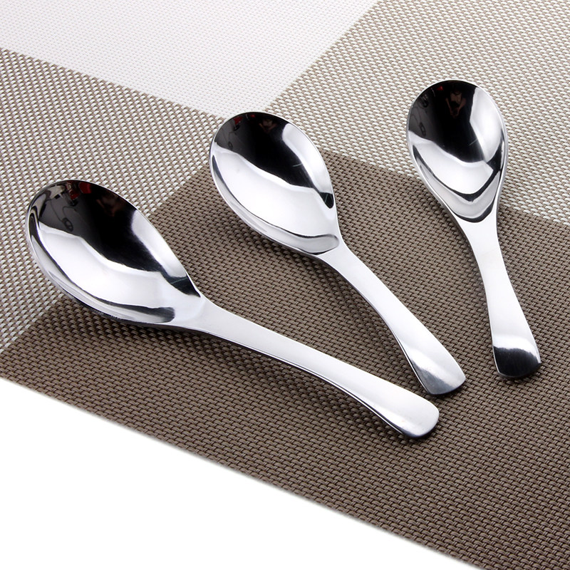 Stainless steel round bottom spoon Small soup spoon deepened rice spoon Children's spoon Main meal spoon Adult tableware creative dessert spoon