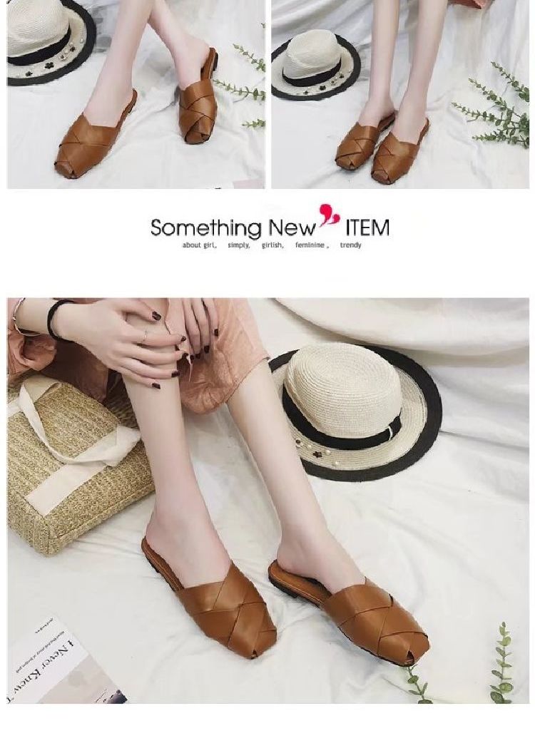 Baotou một nửa dép nữ mùa hè 2018 mới mùa đông cộng với giày lười cotton phiên bản Hàn Quốc đế bệt đế bằng lưới hồng ngoại dép gucci nữ quai ngang