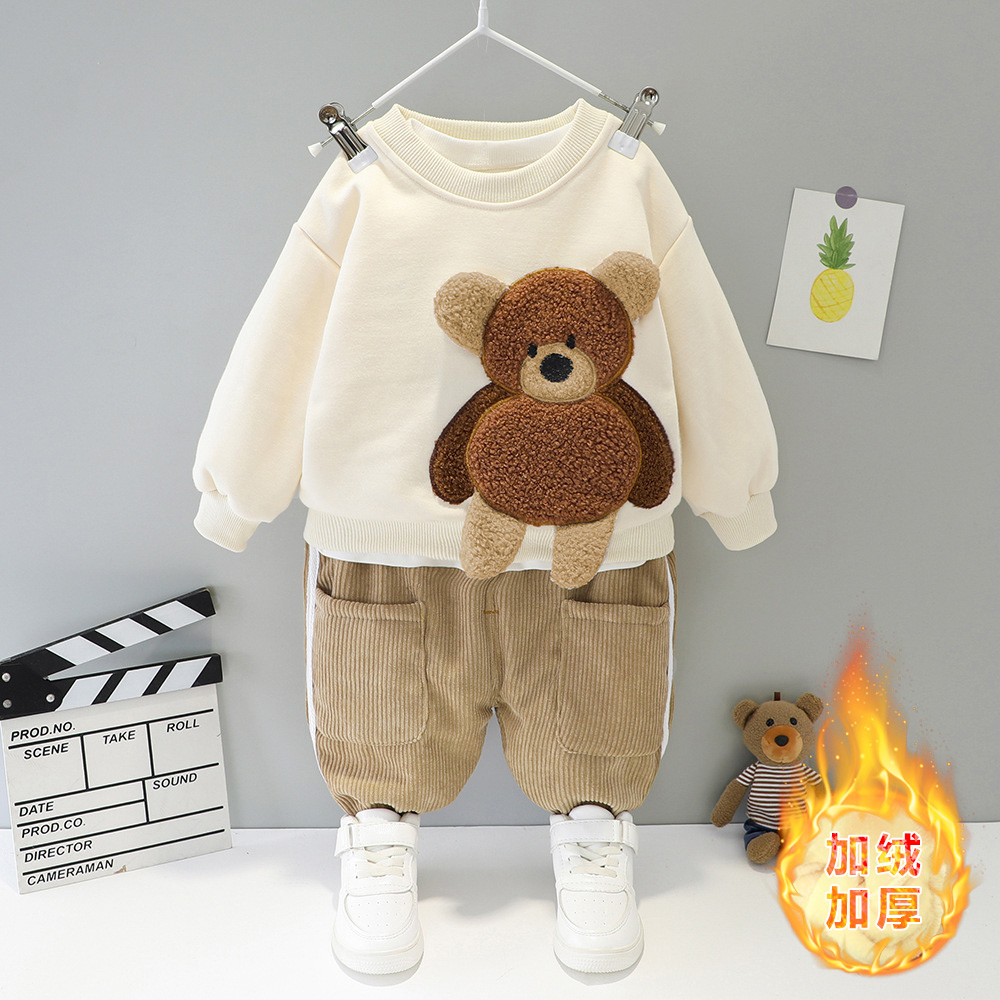 Baby clothes autumn and winter split one-year-old boy autumn clothes kits and cute tidal clothes plus velvet children's clothes