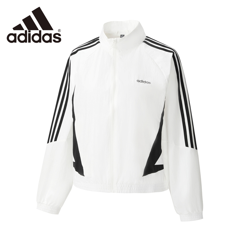 Adidas Adidas Women's Sports Jacket Stand Collar Short Windproof Jacket Casual Running Windbreaker Ky8476