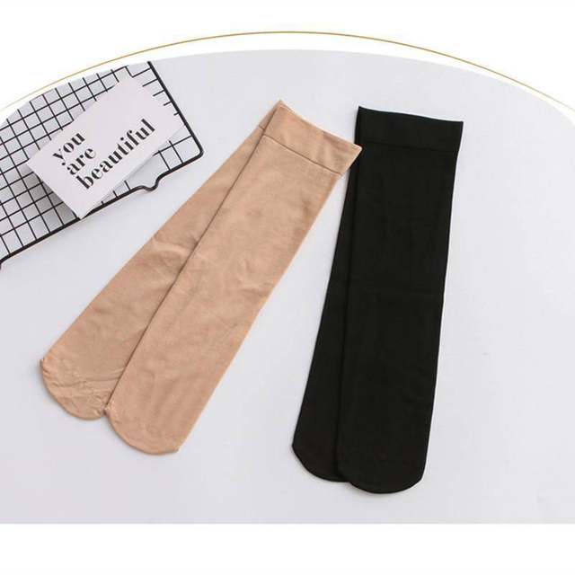 Langsha mid-tube silk socks for women Korean version half velvet knee-length calf socks slim leg spring, autumn and winter thickened and non-transparent