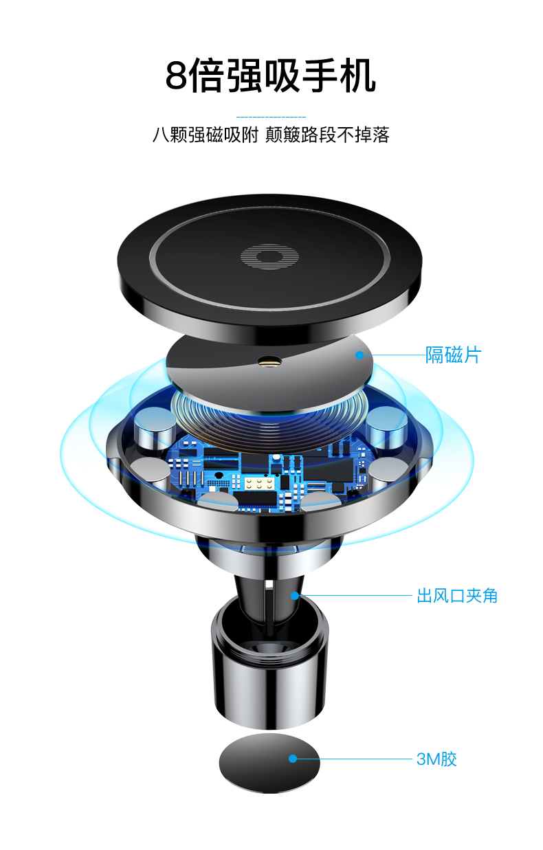Sạc không dây tốt nhất iPhoneX giữ điện thoại từ tính Apple 8 sạc nhanh QI Samsung s8 Android 8P - Phụ kiện điện thoại trong ô tô giá đỡ điện thoại để bàn