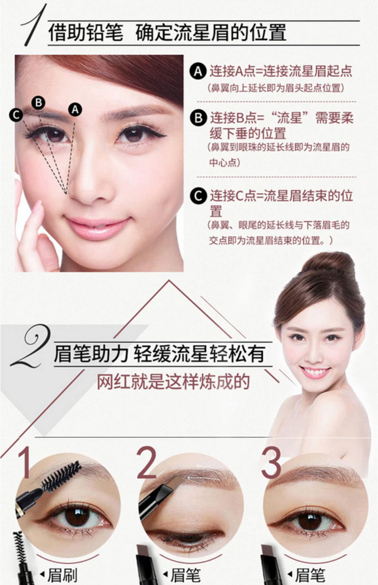 Bút chì kẻ lông mày hai đầu không thấm nước và thấm mồ hôi kéo dài không đánh dấu từ tự nhiên Lông mày người mới bắt đầu dễ tô màu không nở lông mày - Bút chì lông mày / Bột / Stick chì mày tfs