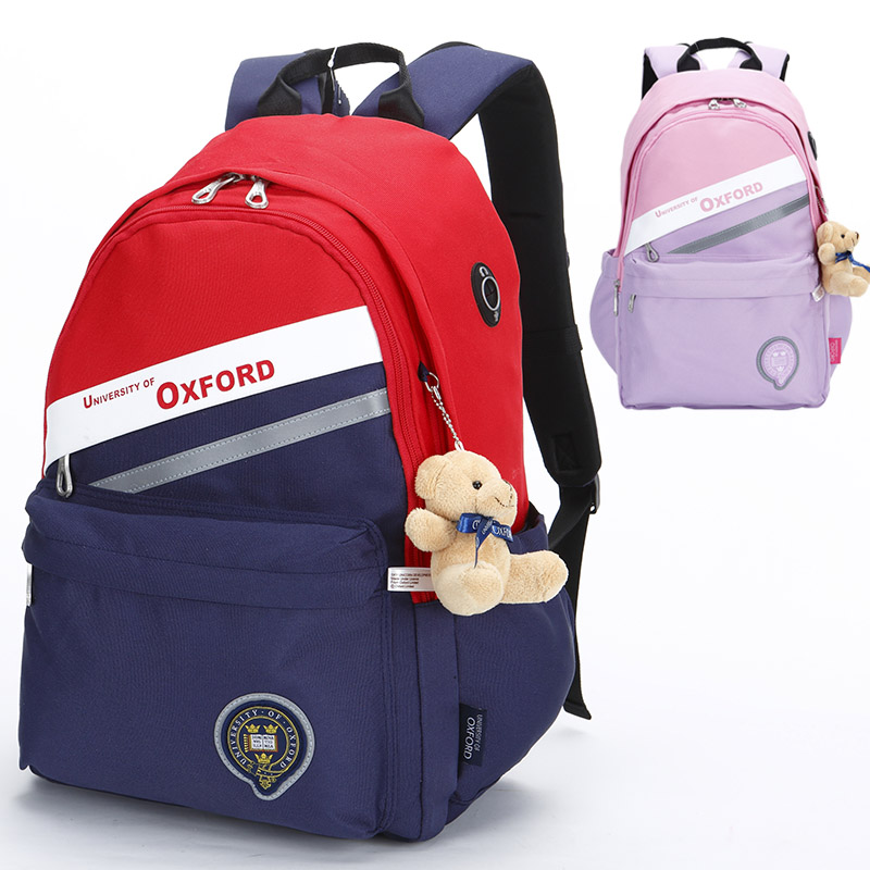 Oxford University Primary School Schoolbag 3-6 Grade Han Edition Leisure double shoulder Shoulder Bag Care Crest Junior High Capacity Woman