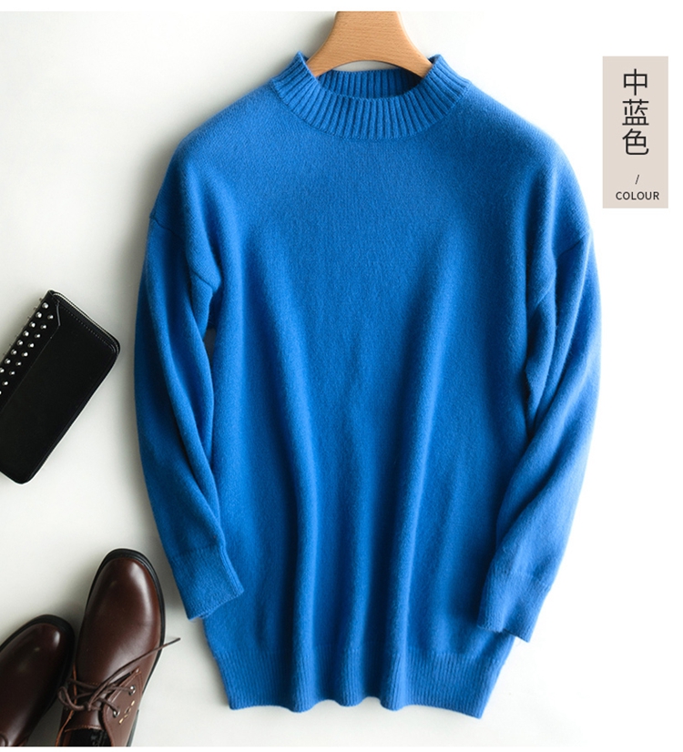 Mùa thu và mùa đông mới áo len cashmere tinh khiết nam cổ tròn dày áo len áo len thanh niên nửa cao cổ áo len dệt kim màu rắn sơ mi nam đẹp
