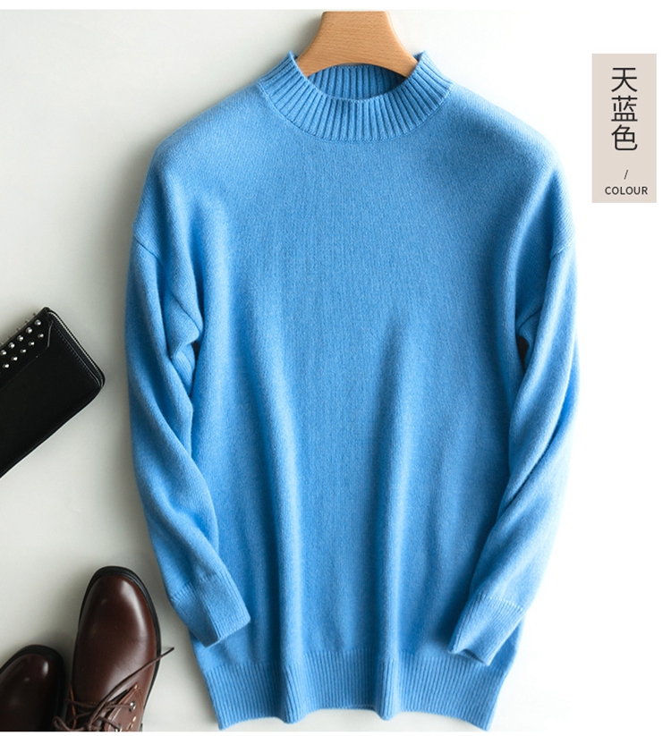Mùa thu và mùa đông mới áo len cashmere tinh khiết nam cổ tròn dày áo len áo len thanh niên nửa cao cổ áo len dệt kim màu rắn sơ mi nam đẹp