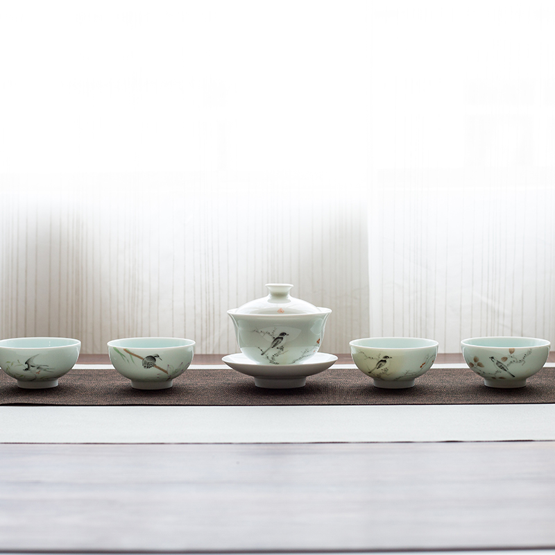 Red porcelain jingdezhen ceramics kung fu tea sets tea pot under the high temperature ceramic glaze color 5 head beaming
