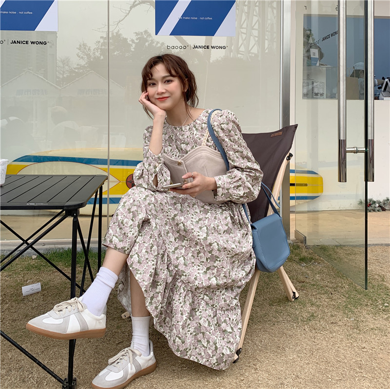 Real shot and real price fashion floral mid long French style over knee dress + short suspender suit