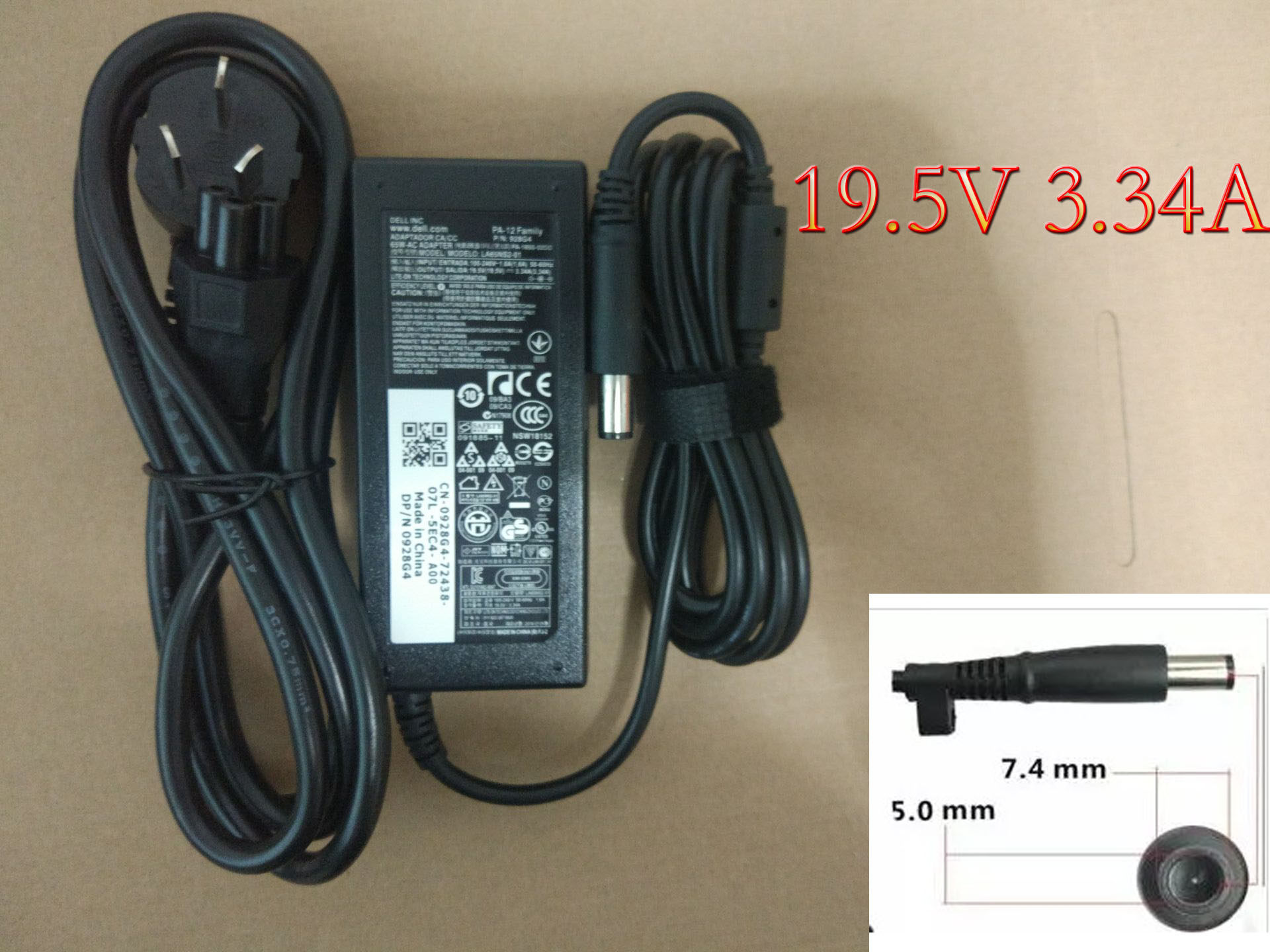 Suitable for dell 19 5V3 34A 65w notebook computer power supply n4030E6230 notebook computer charger cable