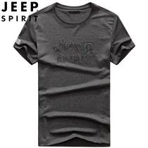  JEEP Jeep summer short-sleeved round neck t-shirt mens loose casual printing half-sleeved t-shirt middle-aged mens bottoming shirt