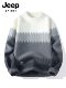 Jeep Gradient Sweater ດູໃບໄມ້ລົ່ນຂອງຜູ້ຊາຍແລະລະດູຫນາວໃຫມ່ trendy ບາດເຈັບແລະຫນາ Sweater Round Neck Bottoming Sweater ສໍາລັບເດັກຊາຍ