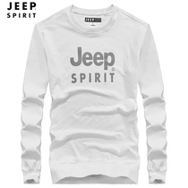 JEEP jeep round neck long-sleeved t-shirt mens 2021 autumn new top wild white printing bottoming sweater tide