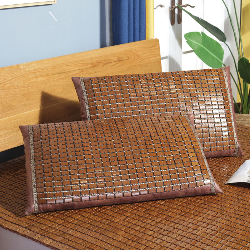 Summer Cool Mat Pillowcase Mahjong Bamboo Pillow Headgear Summer Cool ice Silk Single pillows with children pillow cover pair of clothes