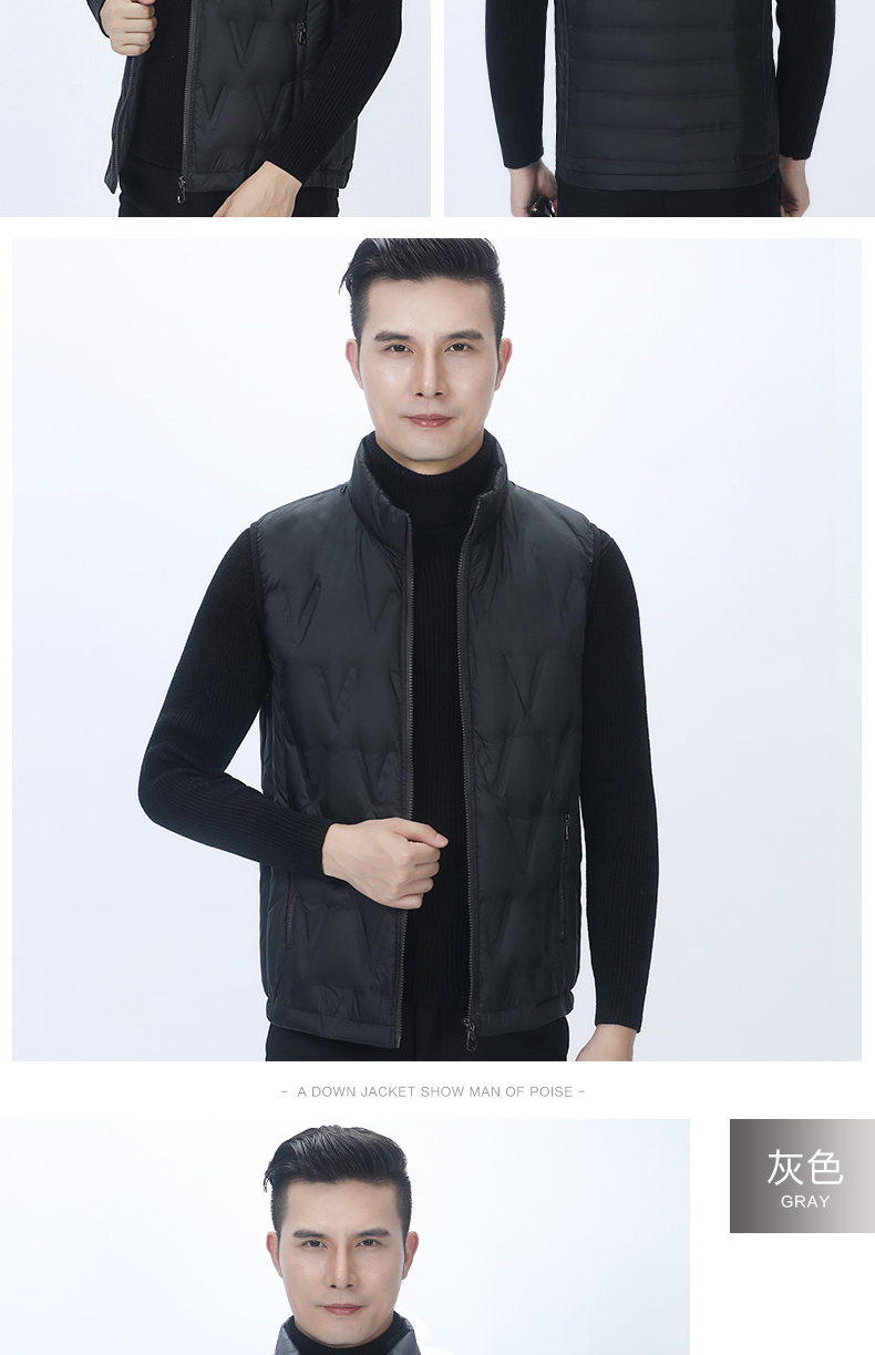 Nam Cực xuống áo khoác vest nam cổ áo ngắn cổ áo trung niên ấm vest vest mùa thu và mùa đông nhẹ áo - Dệt kim Vest áo len không tay