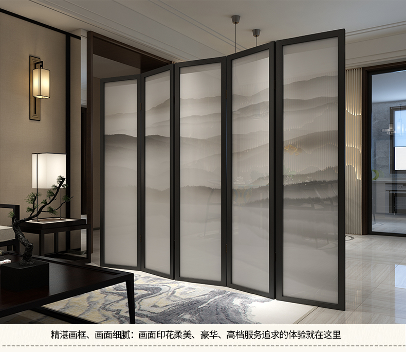 Vách ngăn phòng khách đơn giản gấp màn hình hiện đại tối giản phong cách Trung Quốc gỗ rắn gấp di động phòng ngủ thời trang vải hiên - Màn hình / Cửa sổ mẫu khung bảo vệ cửa sổ