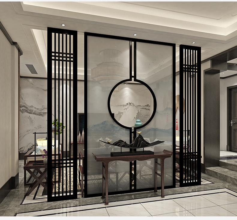 Màn hình khách sạn bằng gỗ nguyên khối Trung Quốc vách ngăn phòng khách phòng ngủ phòng ăn phòng khách phòng khách màn hình tròn [màu nước núi] - Màn hình / Cửa sổ vach ngan phong khach dep