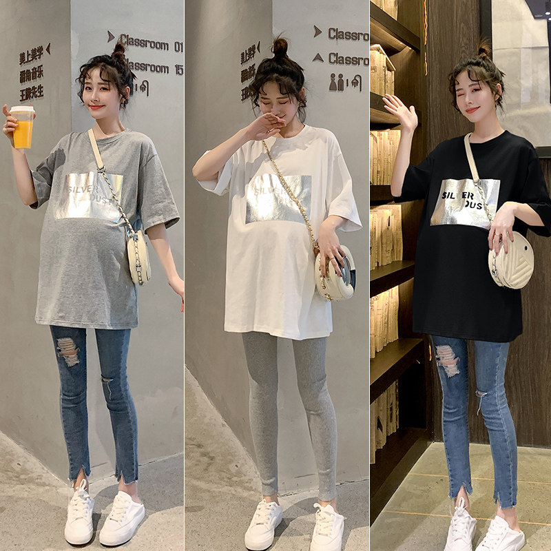 Pregnant women summer top T-shirt summer skirt 2020 spring and autumn maternity fashion hot mom personality dress summer