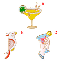 Hot selling summer style fashion creative brooch lemon Cup beach Cup parrot pin