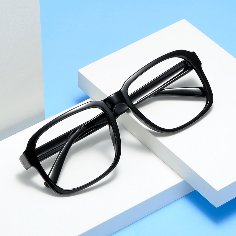 Retro Trendy Face-Slimming Glasses for Men and Women, Fashionable Square Frame Plain Glasses, Black Large Frame Glasses Frame, Can Be Fitted with Prescription Lenses