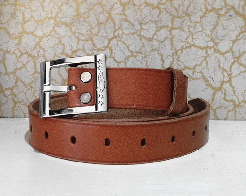 Genuine Leather Belt Natural Cowhide Aviator Pin Buckle Belt Thick Genuine Leather Belt