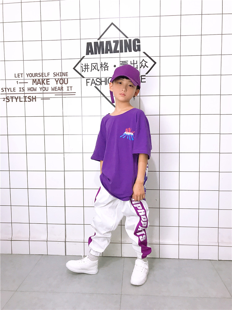 Bộ đồ nhảy đường phố trẻ em cộng với áo len nhung cô gái hip hop nhóm quần áo lỏng lẻo hiphop trang phục đẹp trai áo len bé gái