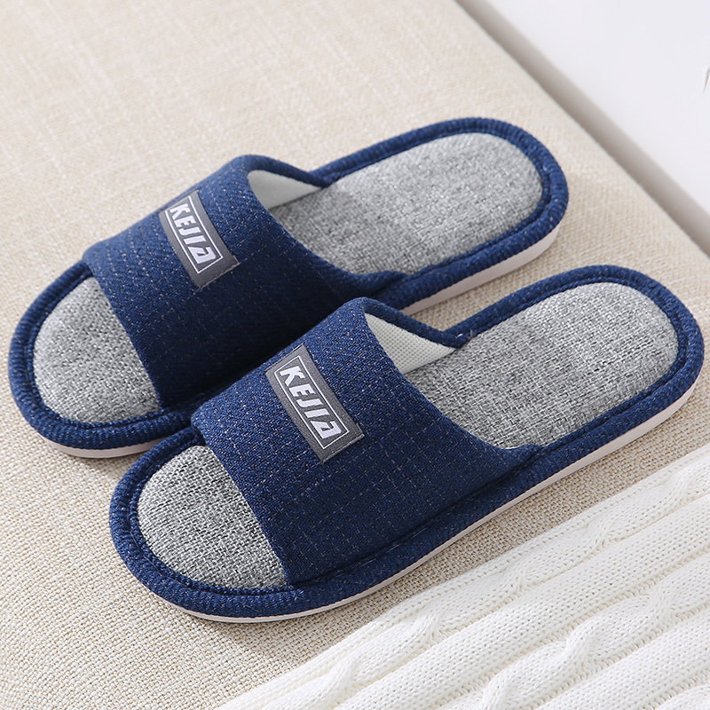 Men's Household Four-Season Cloth Slippers, Summer Indoor Linen Slippers for Couples, Non-Slip, Breathable, for Wooden Floors, Spring and Autumn, Men's Style Men's Household Four-Season Cloth Slippers, Summer Indoor Linen Slippers for Couples, Non-Slip, Breathable, for Wooden Floors, Spring and Autumn, Men's Style