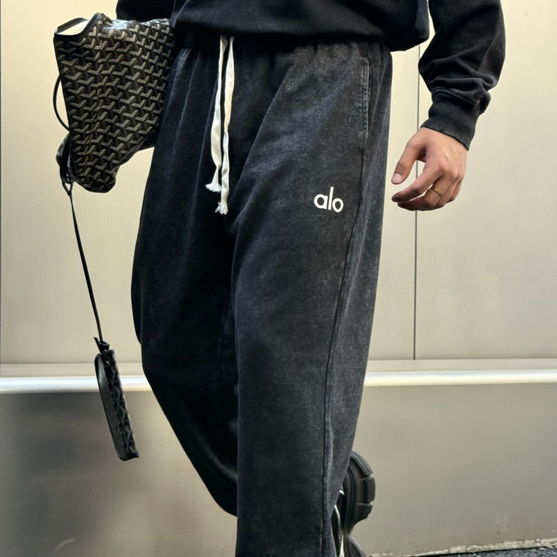 Trendy Brand Alo New Letter Print Simple Versatile Straight-Leg Jogger Sweatpants Men's Breathable Comfortable Sports Casual Pants