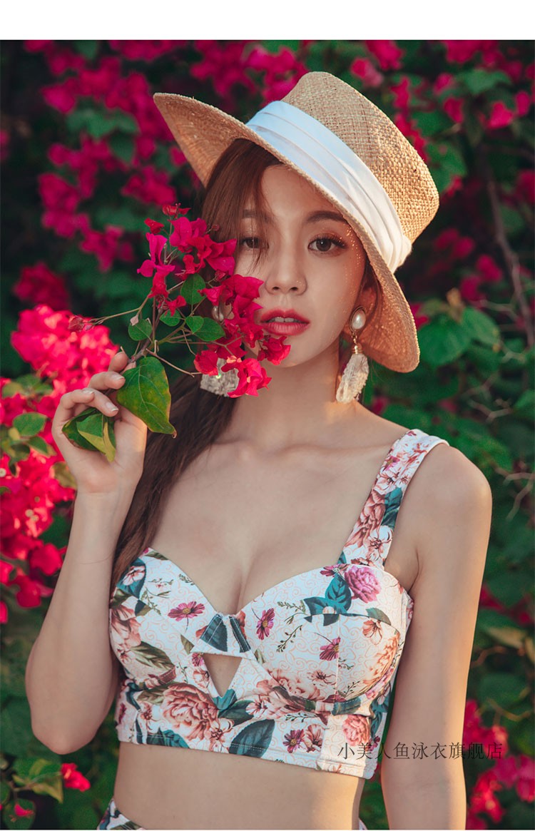 Bán chạy nhất Hàn Quốc áo tắm mới nữ hoa nhỏ thép tươi tấm tập hợp bikini mảnh chia váy áo tắm - Bộ đồ bơi hai mảnh áo 2 mảnh