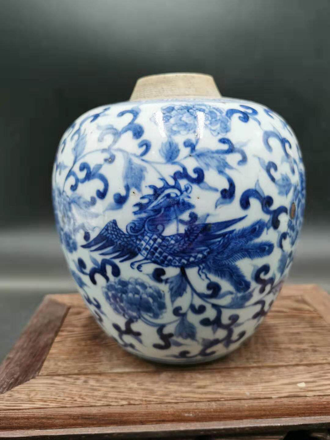 中国古陶磁 清代 染付 青花纏枝花卉 花盆 清・雍正年