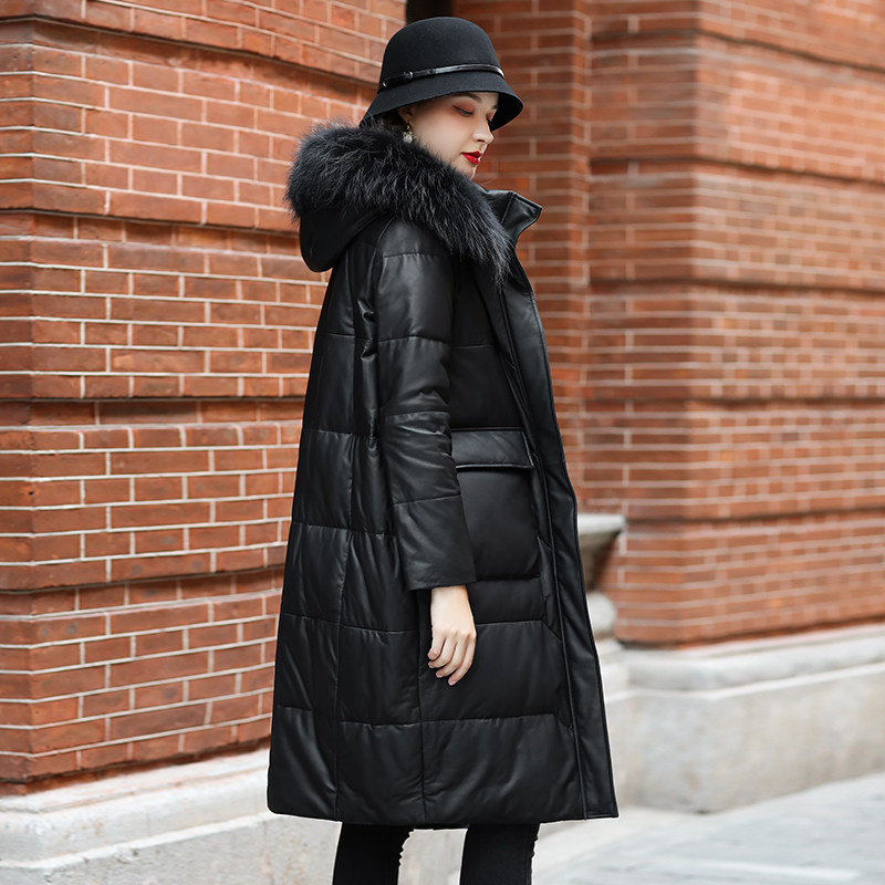 Sheep - skin feather jacket in the middle of 2022 new Haining fur coat A version large - size loose hood