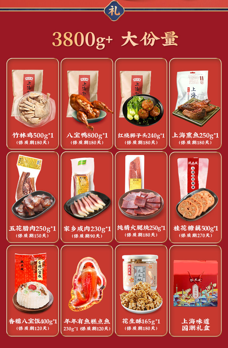 中华老字号 沈大成 国潮熟食大礼包 7斤+ 图2