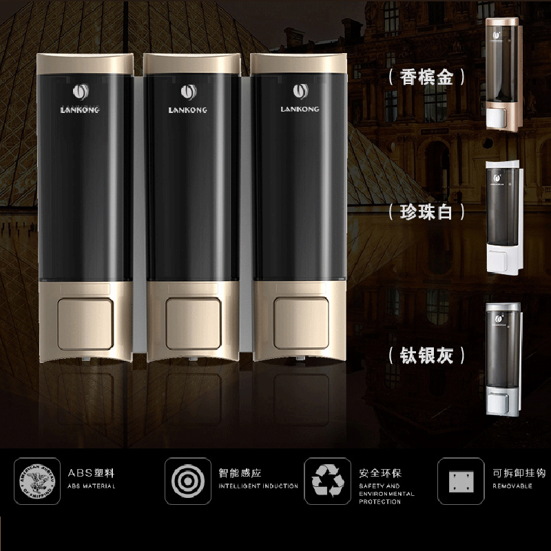 Bathroom Hotel Manual Double Head Soap Dispenser Guesthouse Wall-mounted Body Wash shower box Three heads to soap dispenser Handwashing liquid bottle