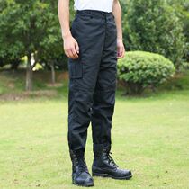 Mens outdoor labor protection training pants that can be worn in all seasons black hidden grid multi-pocket security work pants wear-resistant and breathable