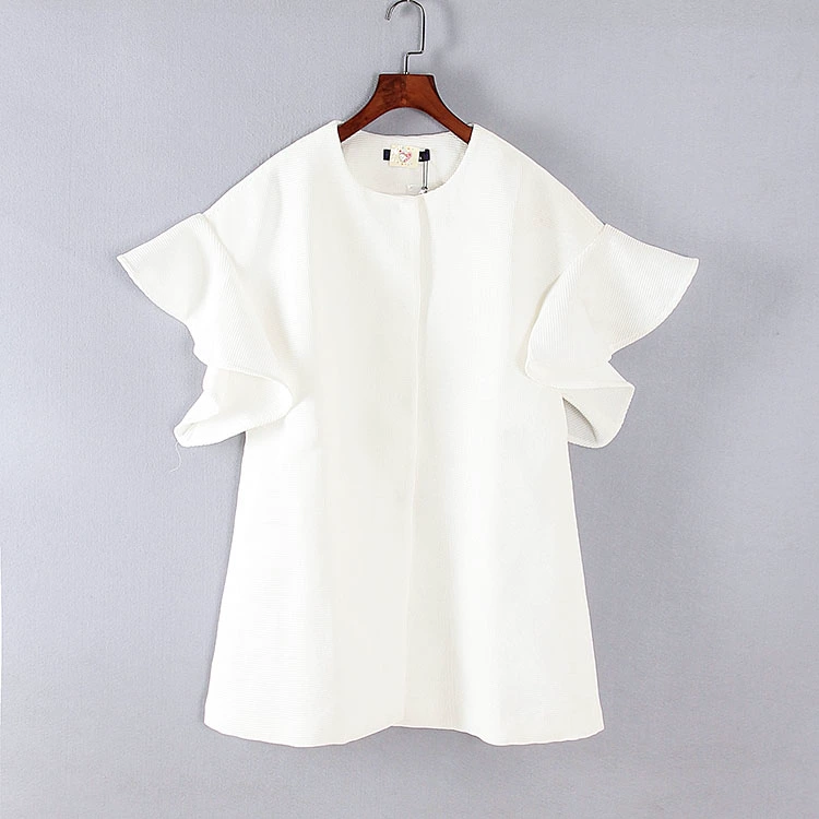 Bộ quần áo màu xanh mùa xuân và mùa hè quầy rút tiền của phụ nữ màu trắng tay ngắn xù lông màu rắn Hàn Quốc 70320 - Áo khoác ngắn