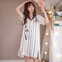 Princess Nightdress Summer Hàn Quốc Cotton ngắn tay mùa hè Đồ ngủ cô gái ngọt ngào dễ thương Cartoon Home Dress váy thiết kế cao cấp