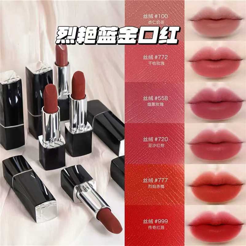 Dir Dior Flame Blue Gold Lipstick 999 720 772 Velvet Matte Non-Stick Cup Big Brand Authentic Gift Box