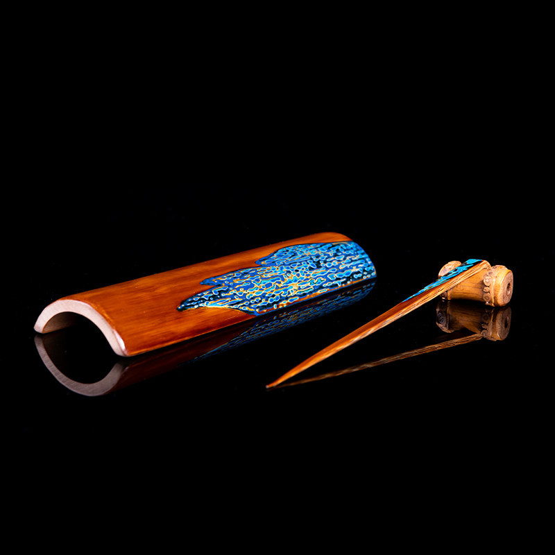 Shijing Dao pure hand-painted tea, bamboo teaspoon tea gift box Six gentlemen tea pulling tea, three set