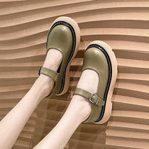 Leather thick sole Mary Jane shoes summer hot girl retro small leather shoes women Summer thin summer flat fashion trend single shoes