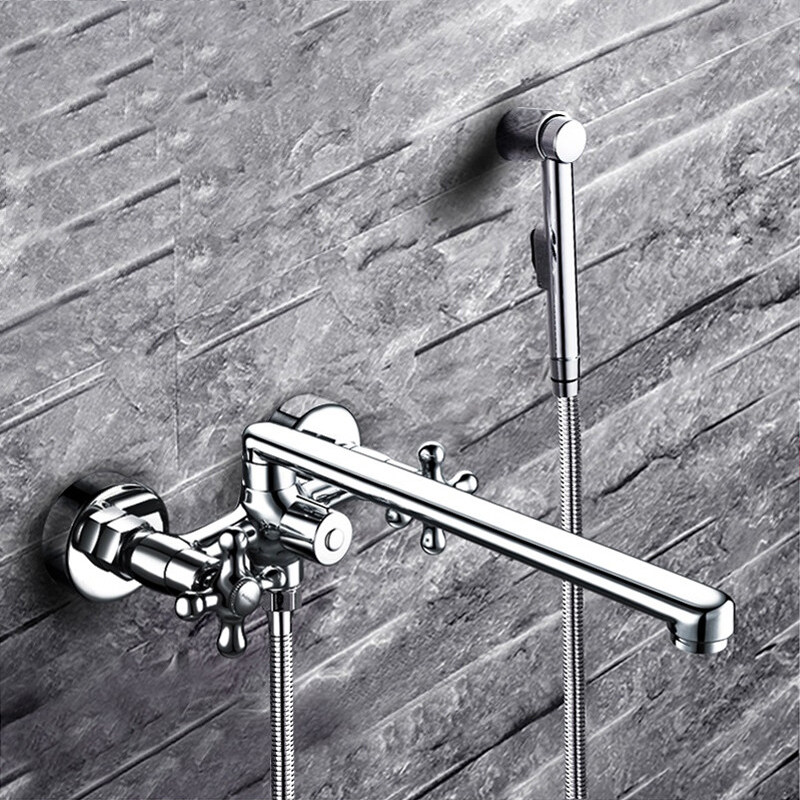 Submersible Bathtub Tap Extension Cylinder Side-in Wall Type Shower Hot And Cold Double Cut Full Copper Water Mixing Valve Tap