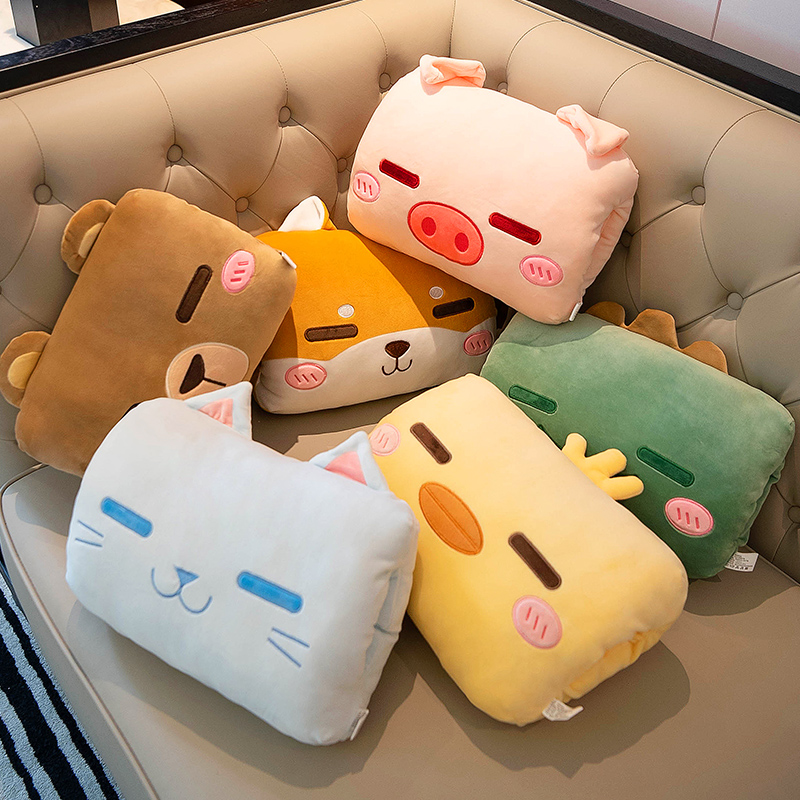 Cartoon Warm Hand Hug Pillow Can Be Inserted Model Office Afternoon Nap Small Pillow Student Dormitory Plush Hand Cover Winter Girls