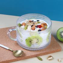 Japanese high - value transparent cup thickens vintage pearl cup light luxury household breakfast cup yogurt cup 400ml