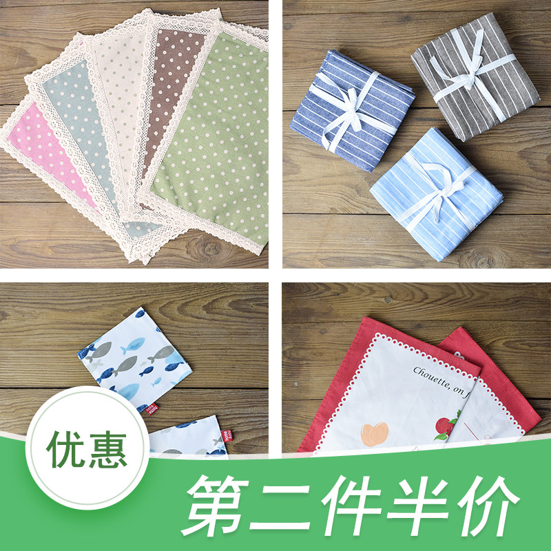 Japanese-style cotton and linen placemats pinstripes tablemats Western food placemats cloth tablecloths Coasters creative insulation pads