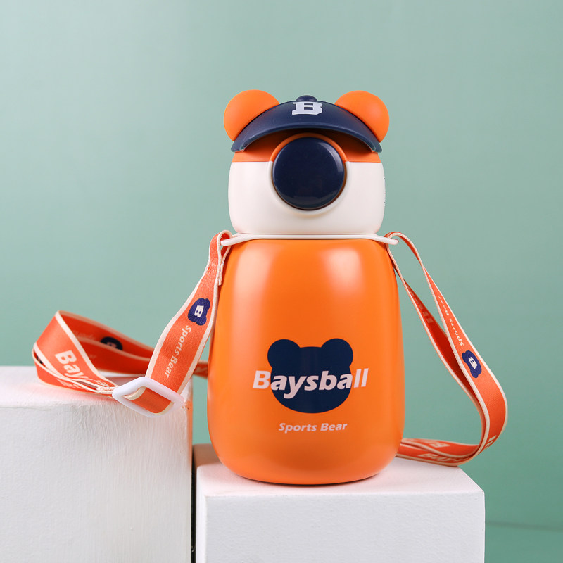 Cute cartoon bear pattern children insulation water cup high value baby straw kettle boys and girls primary school dedicated