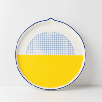 Net red sharp matrix color-piece ceramic disk INS light food light disk creative household with straight vertical breakfast plate