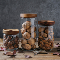 Japanese retro high borosilicon glass kitchen storage tank with grain grain snack flower tea sealed capsule canned