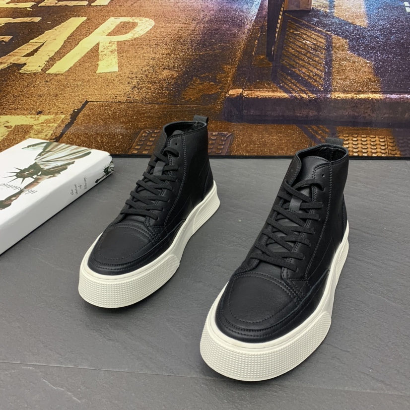 Men's shoes net red 2021 winter cotton new high-top small white shoes men's Korean version all-match sneakers men's casual leather shoes